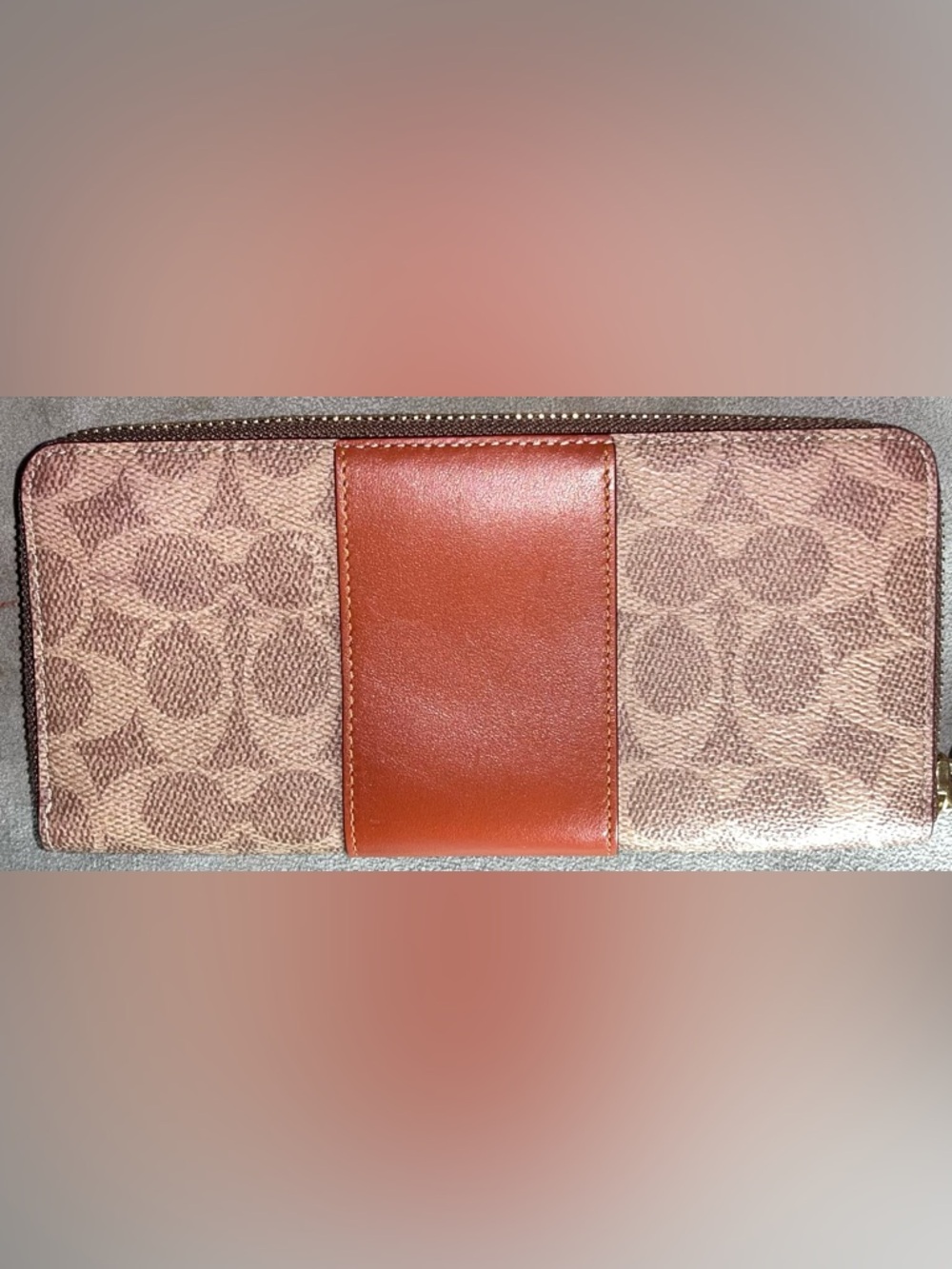 Coach EUC Coated Canvas and Leather Signature Accordion Zip Wallet - Picture 2 of 6